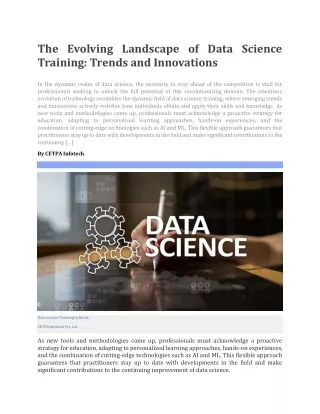 The Evolving Landscape of Data Science Training Trends and Innovations