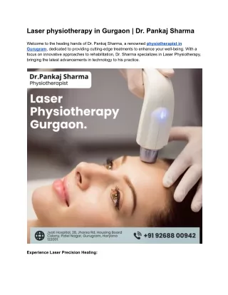 Laser physiotherapy in Gurgaon  Dr. Pankaj Sharma.