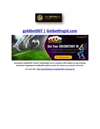 goldbet007 | Getbettingid.com