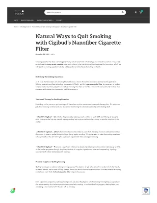 Natural Ways to Quit Smoking with Cigibud’s Nanofiber Cigarette Filter