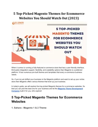 5 Top-Picked Magento Themes for Ecommerce Websites You Should Watch Out
