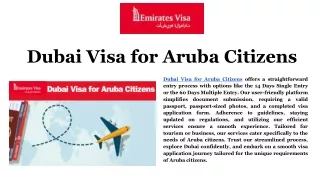 Dubai Visa for Aruba Citizens