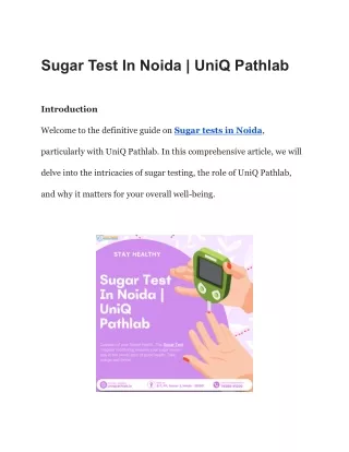 Sugar Test In Noida | UniQ Pathlab