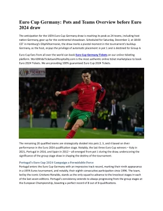 Euro Cup Germany Pots and Teams Overview before Euro 2024 draw