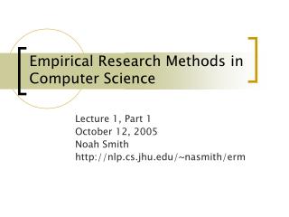 Empirical Research Methods in Computer Science