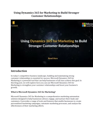 Using Dynamics 365 for Marketing to Build Stronger Customer Relationships