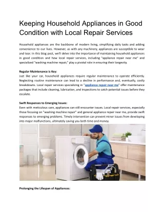 Keeping Household Appliances in Good Condition with Local Repair Services
