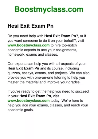 Hesi Exit Exam Pn