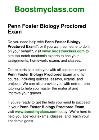 Penn Foster Biology Proctored Exam