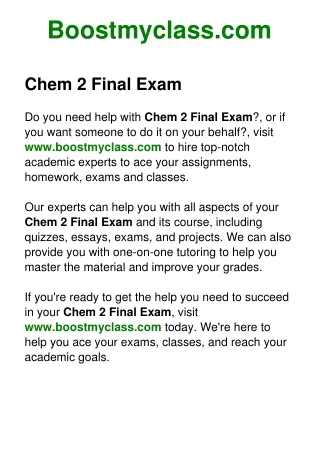 Chem 2 Final Exam