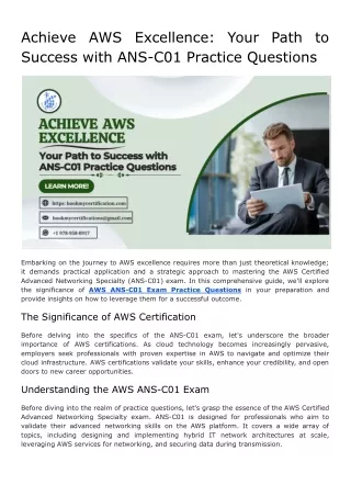 Achieve AWS Excellence_ Your Path to Success with ANS-C01 Practice Questions