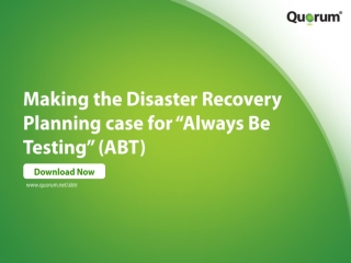 Disaster Recovery Planning from Quorum
