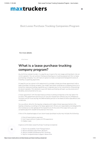 Best Lease Purchase Trucking Companies Program - max truckers