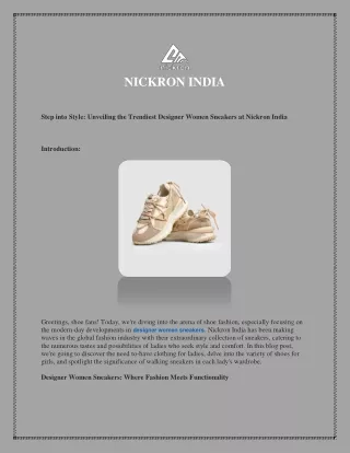 Nickron India: Empowering Women Runners Through Exceptional Sneakers