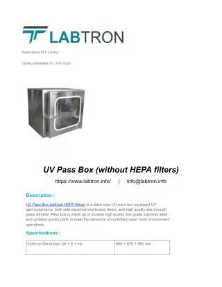 UV Pass Box (without HEPA filters)