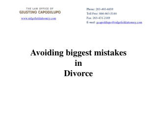 Avoiding biggest mistakes in Divorce