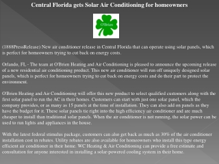 central florida gets solar air conditioning for homeowners