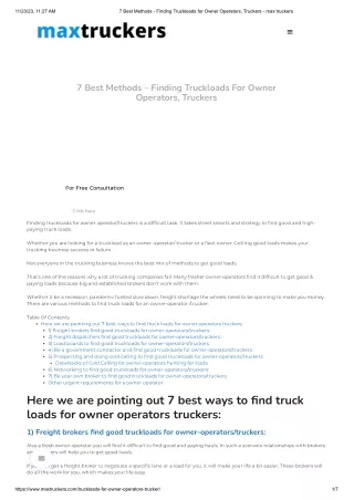 7 Best Methods - Finding Truckloads for Owner Operators, Truckers - max truckers