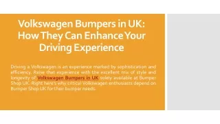 Volkswagen Bumpers in UK How They Can Enhance Your Driving Experience