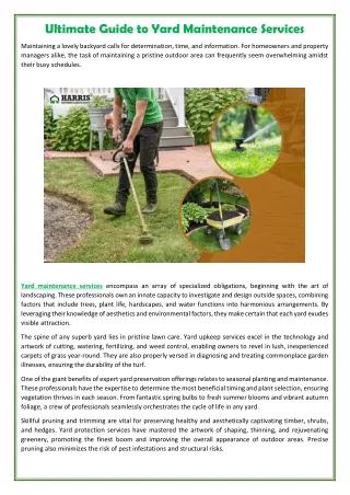 Ultimate Guide to Yard Maintenance Services