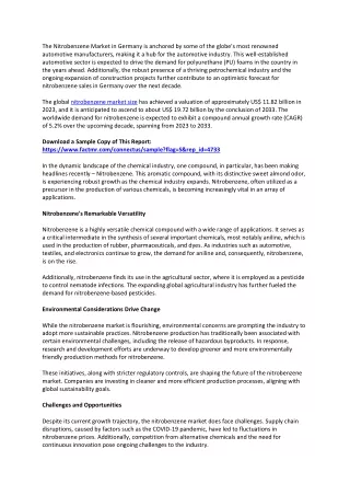 Nitrobenzene Market Detailed Analysis Application, Production, Top Players 2033