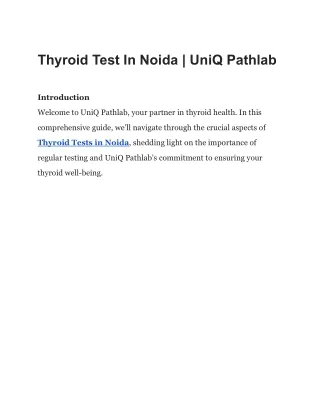 Thyroid Test In Noida | UniQ Pathlab