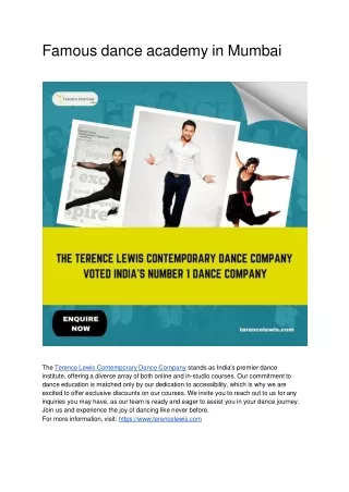 Experience Incredible On-Ground Dance Classes at Terence Lewis Professional Training Institute