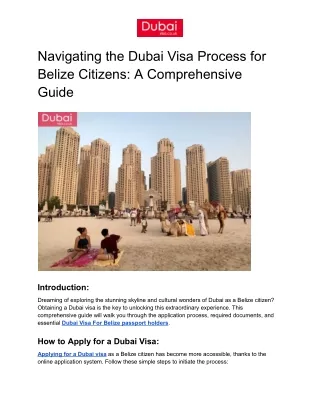 Navigating the Dubai Visa Process for Belize Citizens: A Comprehensive Guide