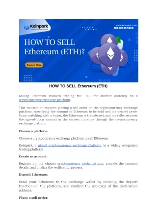 HOW TO SELL Ethereum (ETH)