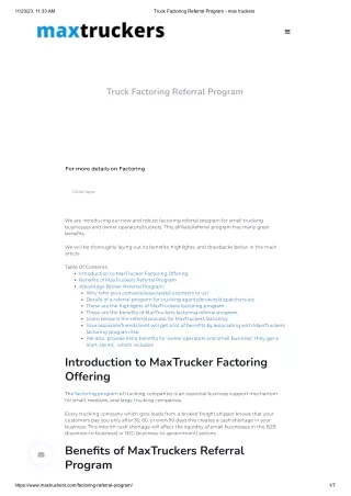 Truck Factoring Referral Program - max truckers