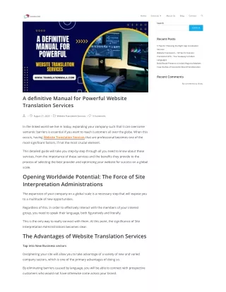 A definitive Manual for Powerful Website Translation Services