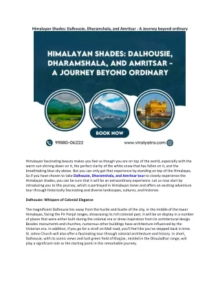 Himalayan Shades Dalhousie Dharamshala and Amritsar A Journey beyond ordinary