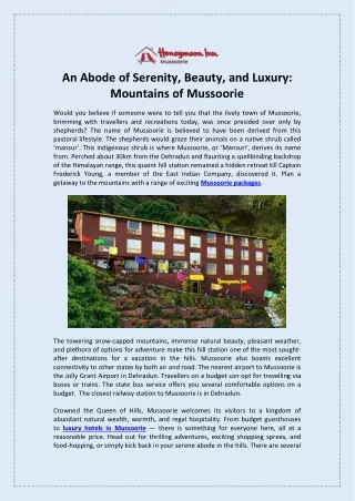 An Abode of Serenity Beauty and Luxury Mountains of Mussoorie