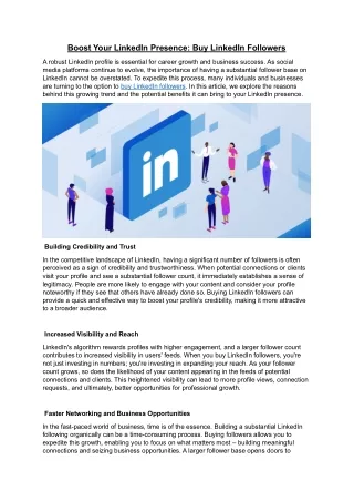 Boost Your LinkedIn Presence- Buy LinkedIn Followers