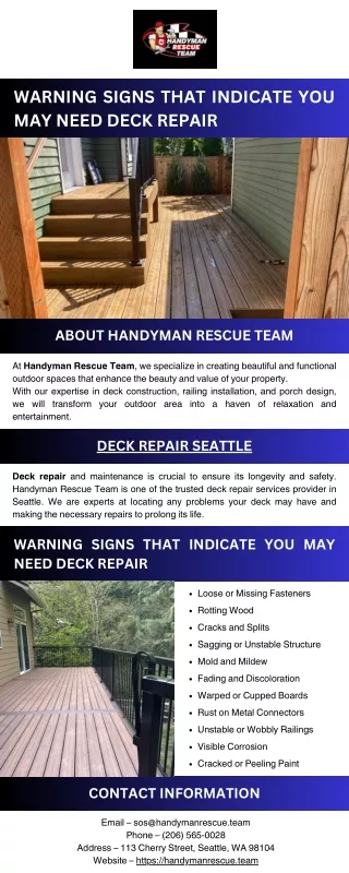 Warning Signs that Indicate You May Need Deck Repair