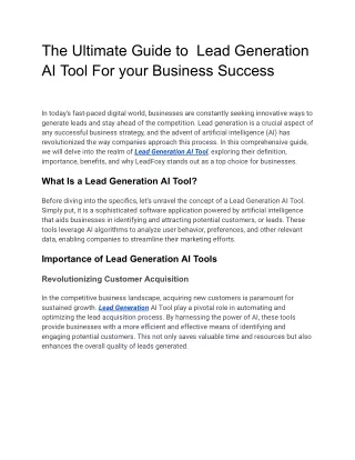 The Ultimate Guide to  Lead Generation AI Tool For your Business Success