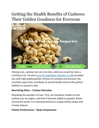 Getting the Health Benefits of Cashews: Their Golden Goodness for Everyone