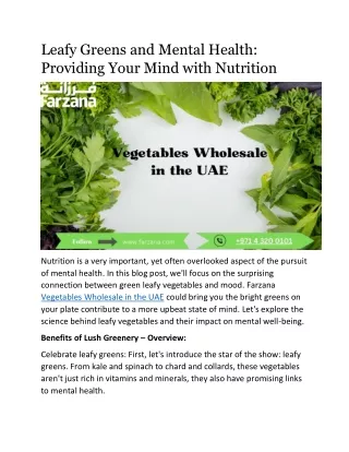 Leafy Greens and Mental Health: Providing Your Mind with Nutrition