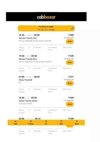 Pushkar to Delhi Bus Price | Pushkar to Delhi Bus Ticket
