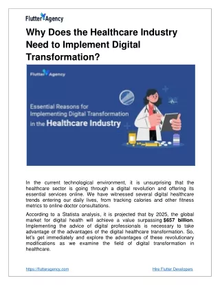 Healthcare in the Digital Era with the Digital Transformation