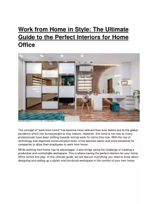 Work from Home in Style - The Ultimate Guide to the Perfect Interiors for Home Office