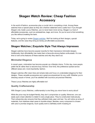 Skagen Watch Review_ Cheap Fashion Accessory