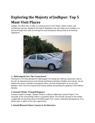 Exploring the Majesty of Jodhpur