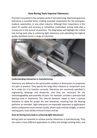 How Boring Tools Improve Tolerances