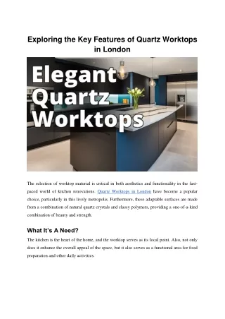 Exploring the Key Features of Quartz Worktops in London