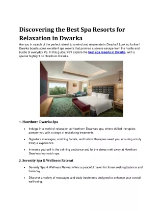 Discovering the Best Spa Resorts for Relaxation in Dwarka