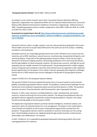 Geospatial Solutions Market