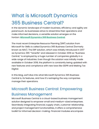 What is Microsoft Dynamics 365 Business Central