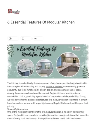 6 Essential Features Of Modular Kitchen