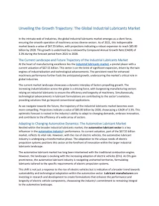 Revolutionizing Machinery Efficiency: Insights from the Industrial Lubricant Sup